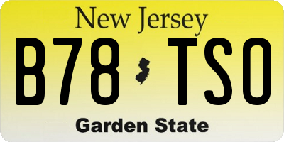 NJ license plate B78TSO