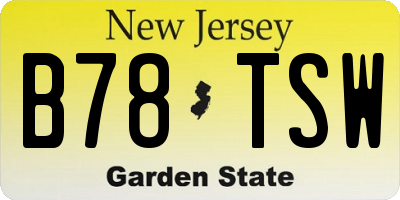 NJ license plate B78TSW