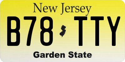 NJ license plate B78TTY