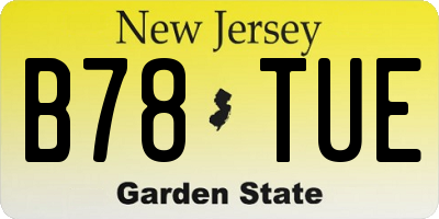 NJ license plate B78TUE