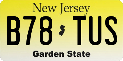 NJ license plate B78TUS