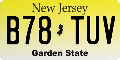 NJ license plate B78TUV