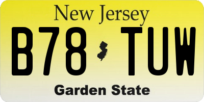 NJ license plate B78TUW