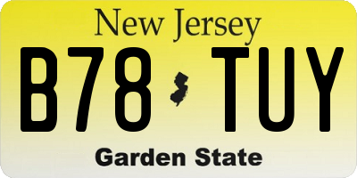 NJ license plate B78TUY