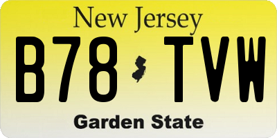 NJ license plate B78TVW