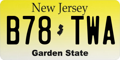 NJ license plate B78TWA