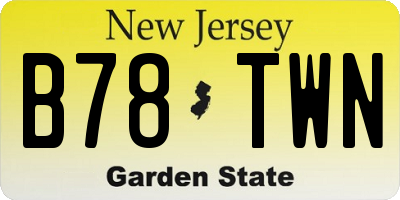 NJ license plate B78TWN