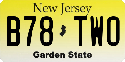 NJ license plate B78TWO
