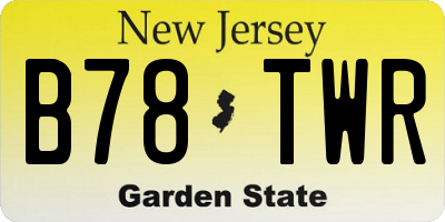 NJ license plate B78TWR