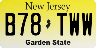 NJ license plate B78TWW
