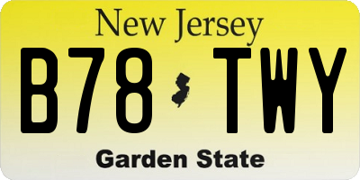NJ license plate B78TWY