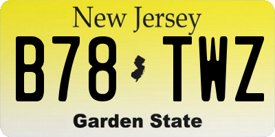 NJ license plate B78TWZ