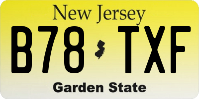 NJ license plate B78TXF