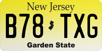 NJ license plate B78TXG