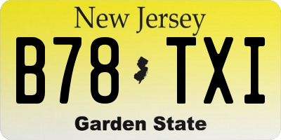 NJ license plate B78TXI