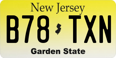 NJ license plate B78TXN