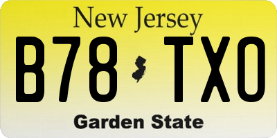 NJ license plate B78TXO