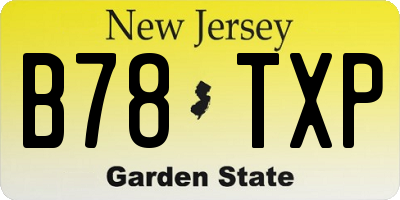 NJ license plate B78TXP
