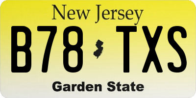 NJ license plate B78TXS