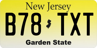 NJ license plate B78TXT