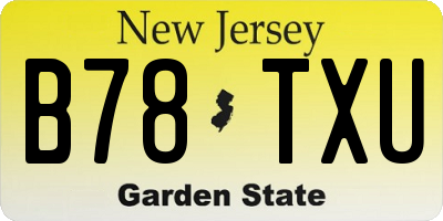 NJ license plate B78TXU