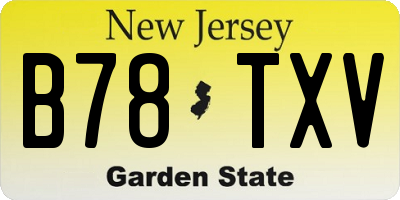 NJ license plate B78TXV