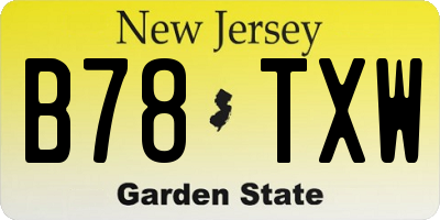 NJ license plate B78TXW