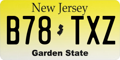 NJ license plate B78TXZ