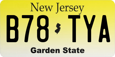 NJ license plate B78TYA