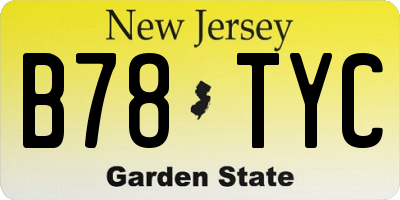 NJ license plate B78TYC