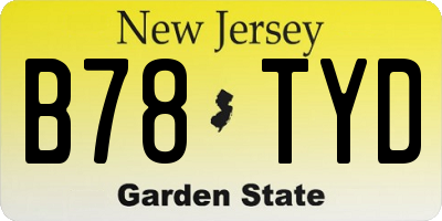 NJ license plate B78TYD