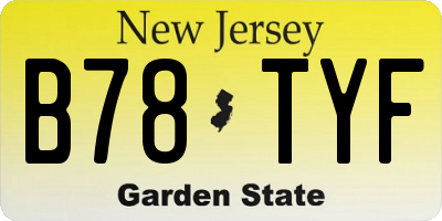 NJ license plate B78TYF