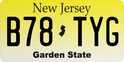 NJ license plate B78TYG
