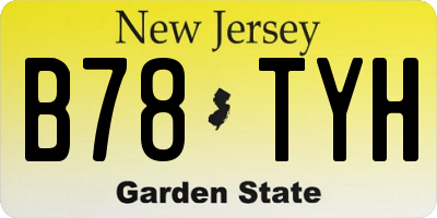 NJ license plate B78TYH