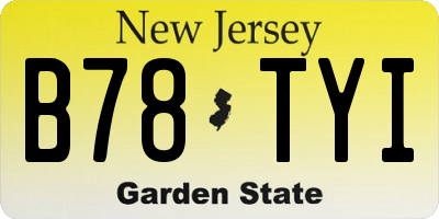 NJ license plate B78TYI