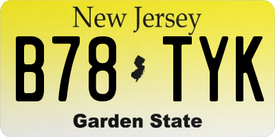 NJ license plate B78TYK