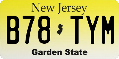 NJ license plate B78TYM