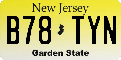 NJ license plate B78TYN