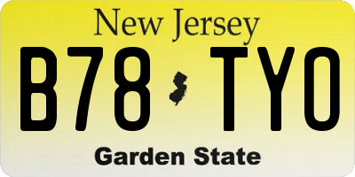 NJ license plate B78TYO