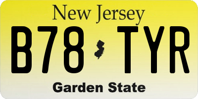 NJ license plate B78TYR