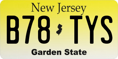 NJ license plate B78TYS