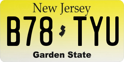 NJ license plate B78TYU