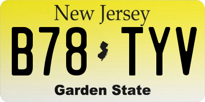 NJ license plate B78TYV