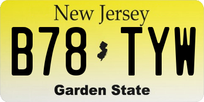 NJ license plate B78TYW