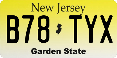 NJ license plate B78TYX