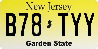 NJ license plate B78TYY