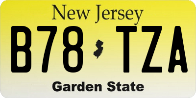NJ license plate B78TZA