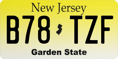 NJ license plate B78TZF