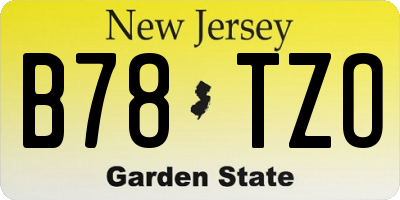 NJ license plate B78TZO