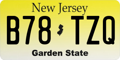 NJ license plate B78TZQ